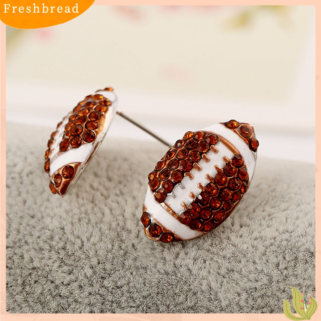 &lt; Freshbread &gt; 1pasang Anting Tusuk Bola Berlian Imitasi Perhiasan Lucu Fashion Penampilan Ear Studs Untuk Pakaian Sehari-Hari