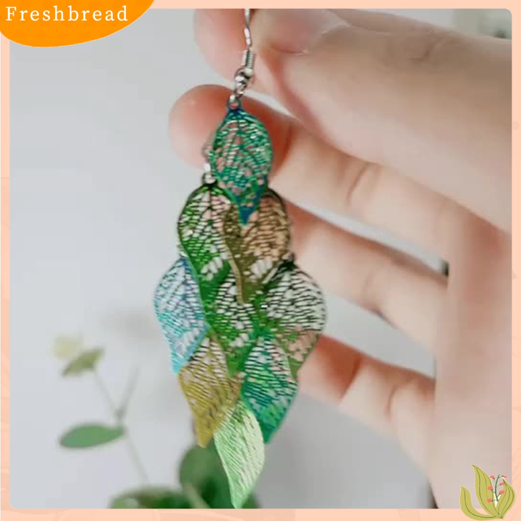 &lt; Freshbread &gt; 1pasang Anting Lady Bentuk Daun Anting Drop Kreatif Indah Panjang Untuk Prom