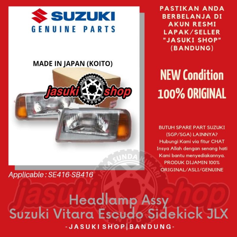 Head Lamp Light Lampu Utama Depan Suzuki Vitara Escudo Sidekick Nomade JLX SE416 SB416 Asli Ori Orig