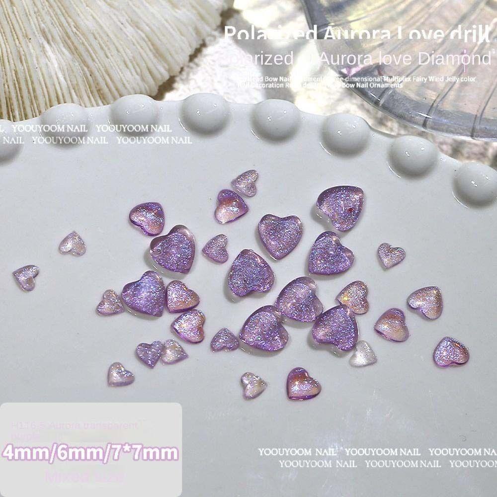 Mxbeauty Hiasan Kuku Jantung Fashion Ukuran Campur Pesona Kuku Cinta Hati Manikur Aksesoris Hiasan Kuku Perhiasan Kuku