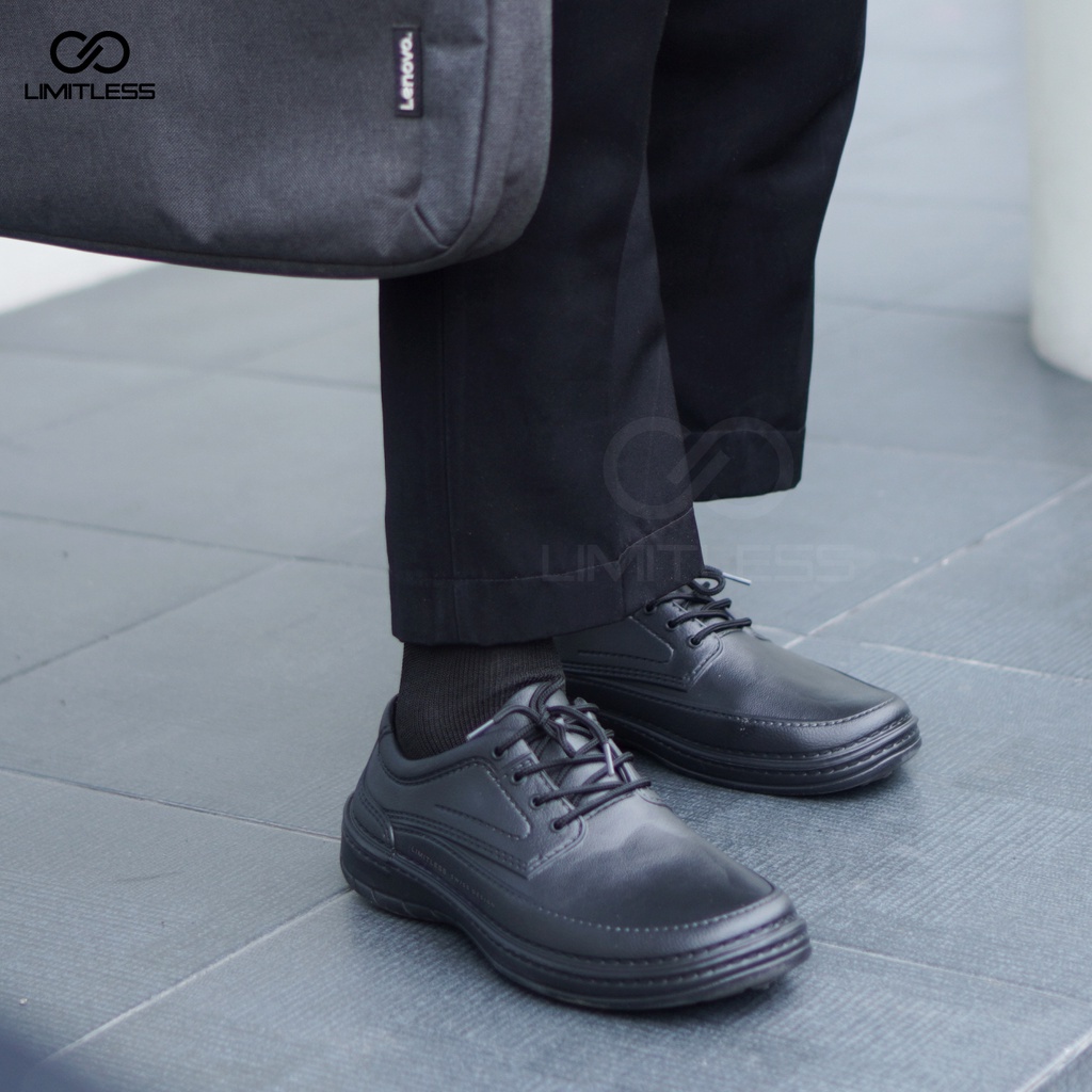 Sepatu Pria Full Black Pantofel Casual Trendy Keren Sepatu Cowok Cruz Fantofel Kekinian Kantor Kuliah Premium Terbaru