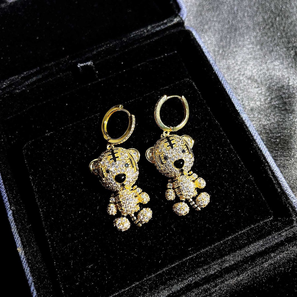Goldkingdom Fashion Perhiasan Aksesoris Ready Stock Harimau Kecil Yang Lucu Anting Desain Wanita Rasa Pribadi Micro Hias Zirkon Anting Hewan Temperamen Anting