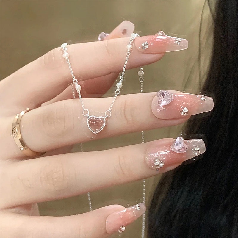 Kalung Mutiara Hati Kristal Fashion Alloy Untuk Wanita