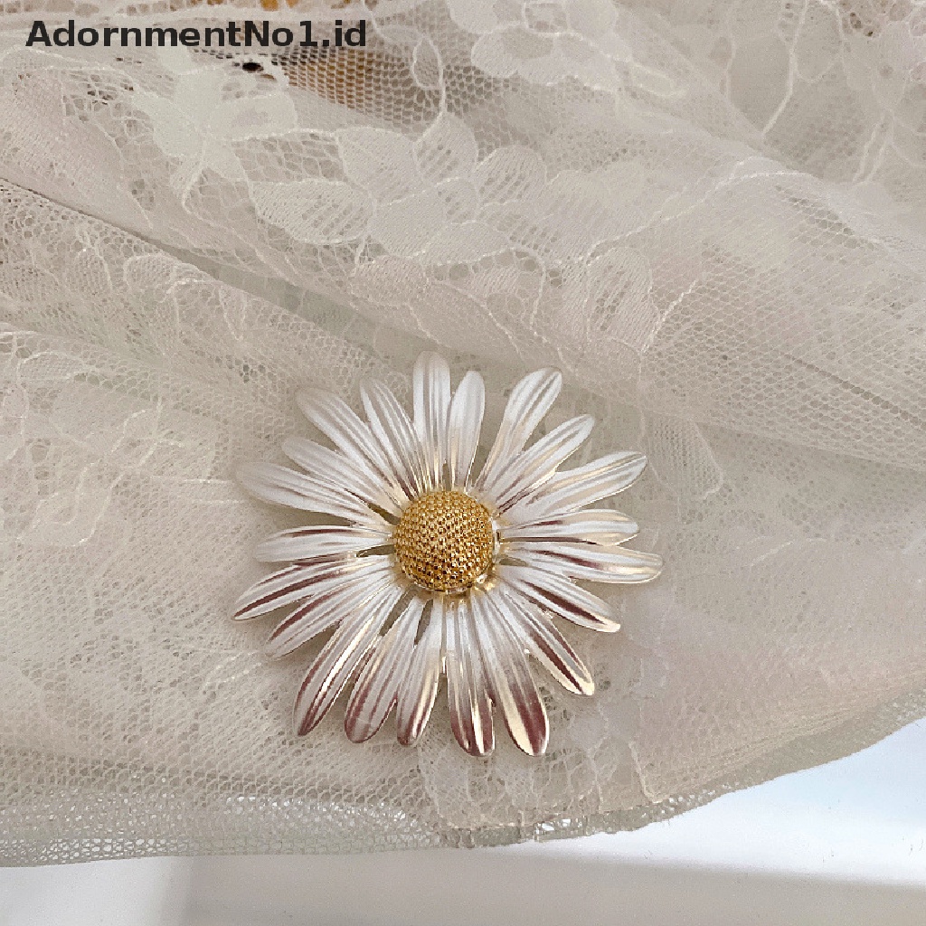 [AdornmentNo1] Elegan Vintage Logam Tanaman Bunga Daisy Bros Pin Untuk Wanita Pria Kerah Pakaian Aksesoris Jas Syal Klip Perhiasan Hadiah [ID]