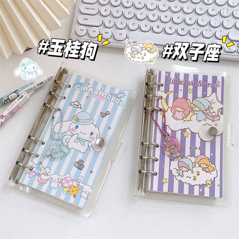 Agustina Binder Notebook Transparan Perlengkapan Sekolah Kuromi A6 Size Cinnamoroll Dengan Liontin Spiral Note Book