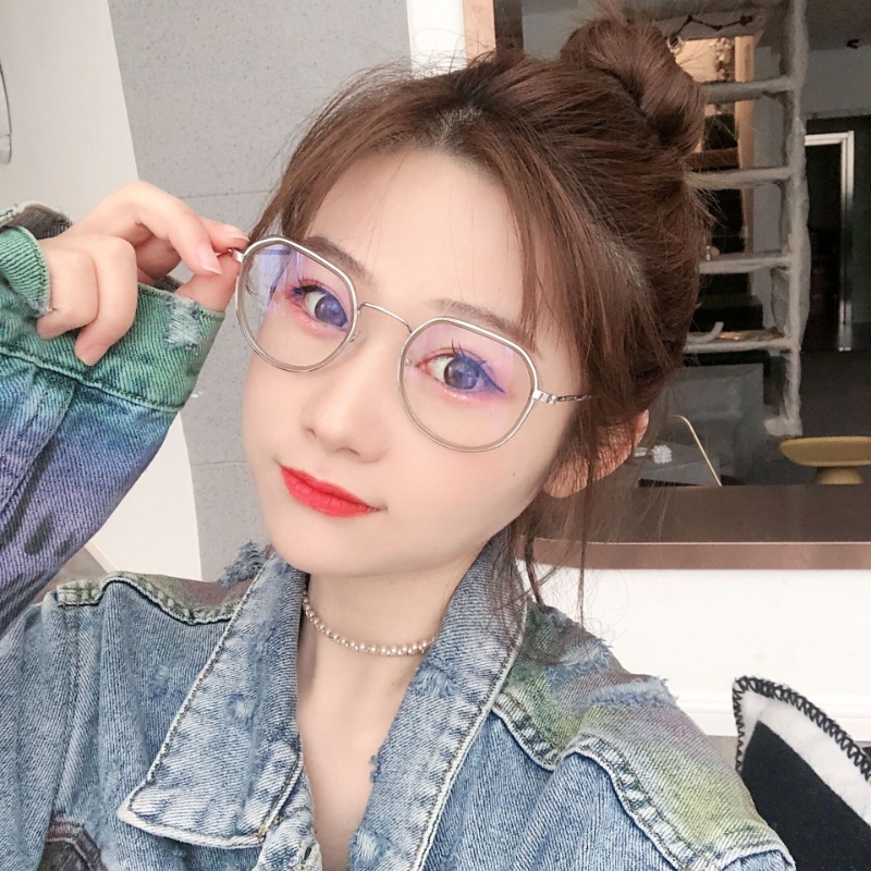 Kacamata Anti Biru Poligonal Baru Gaya Korea Logam Bingkai Penuh Kacamata Wanita