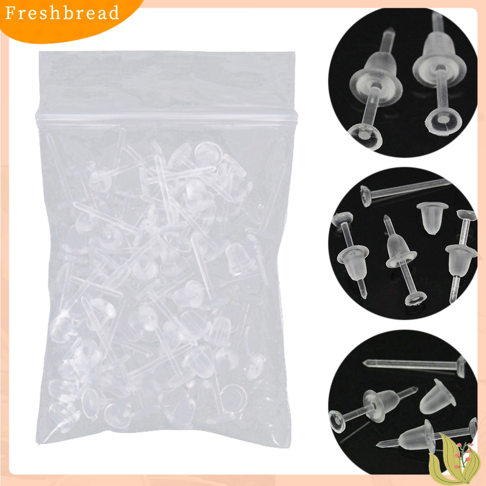 {In Stock} 50Pcs/Set Unisex Plastik Bening Anting Post Telinga Pin Punggung DIY Perhiasan Aksesori