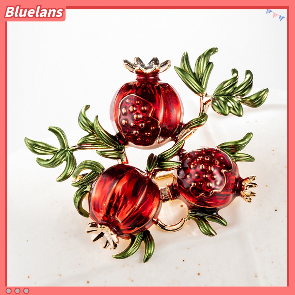 {In Stock} Vintage Wanita Delima Bentuk Bunga Enamel Bros Pin Breastpin Lapel Perhiasan