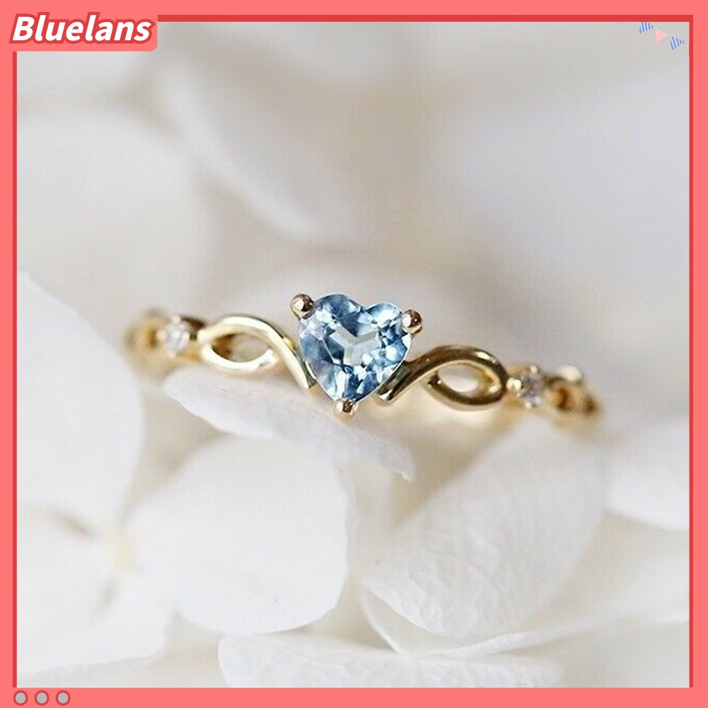 {In Stock} Wanita Fashion Hati Cubic Zirconia Tergabung Hollow Band Cincin Hadiah Perhiasan Pernikahan