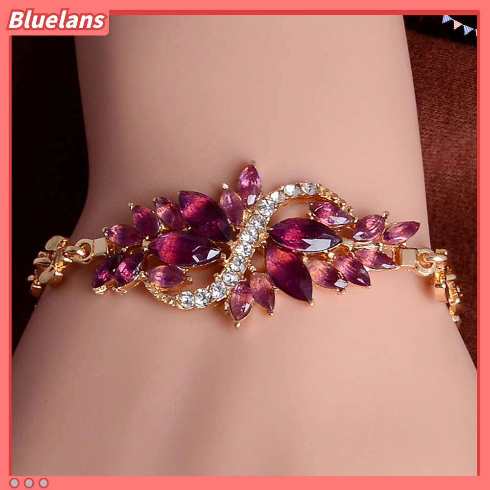 {In Stock} Fashion Wanita Bertatahkan Berlian Imitasi Merak Halus Gelang Bangle Perhiasan