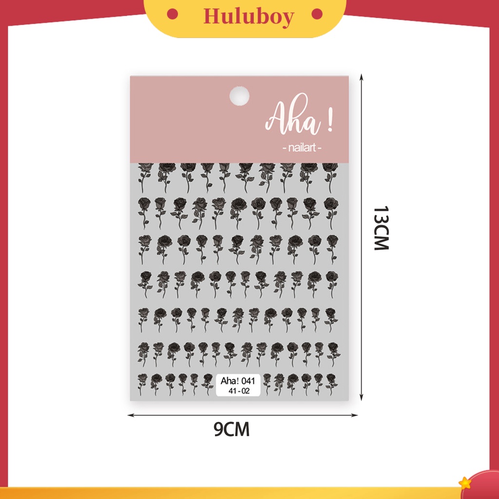{In Stock} 1lembar Stiker Nail Art Perekat Diri Semi Permeabel Tidak Luntur Gaya Perancis DIY Hitam Putih Bunga Mawar Kabut Manicure Decal Untuk Salon Kuku