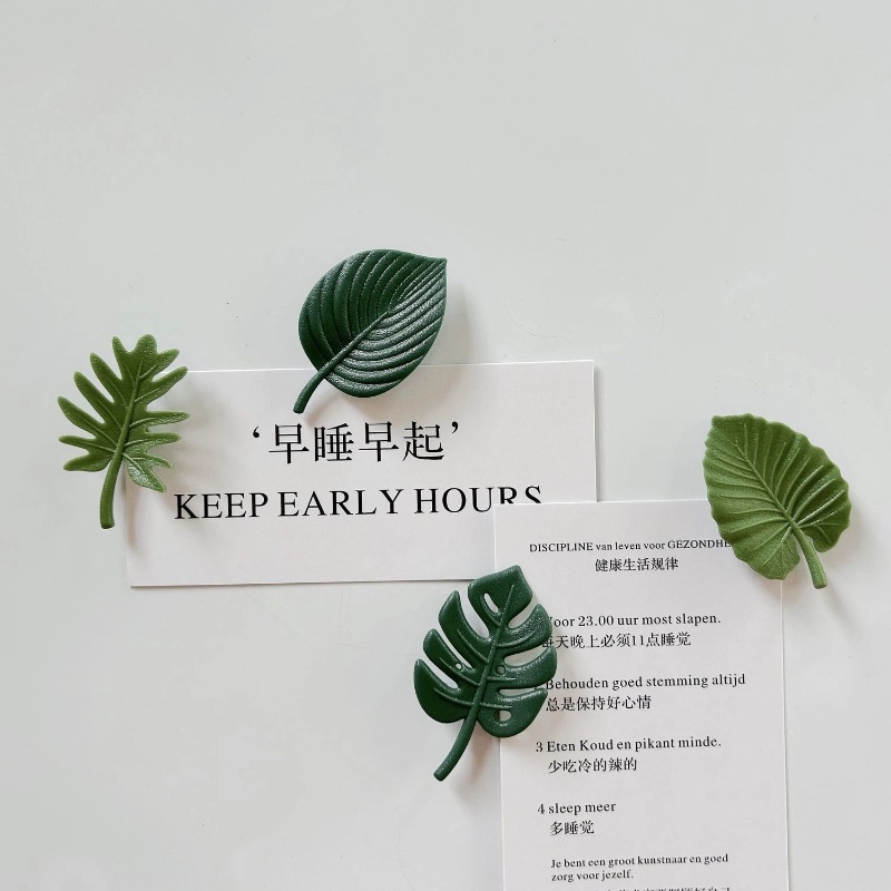 4pcs Magnet Kulkas Tanaman Untuk Dekorasi Kulkas Dapur Green LeafFridge Kitchen Decoration Accessories Daun Mini Gadget Dapur Dekorasi Rumah Sticker Kulkas