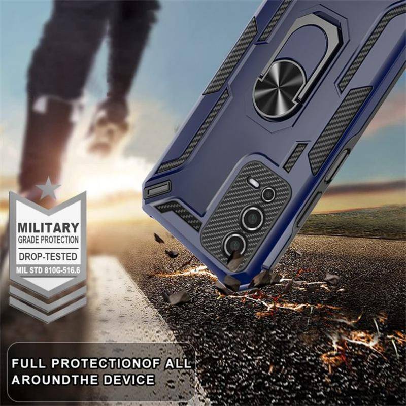 Casing Magnet Armor Shockproof Untuk OPPO A17K A36 A76 A53 A54 A74 A93 A55 A57 A7 F9 Pro A92 Serat Karbon Dudukan Mobil Carbon Kickstand Phone Cover