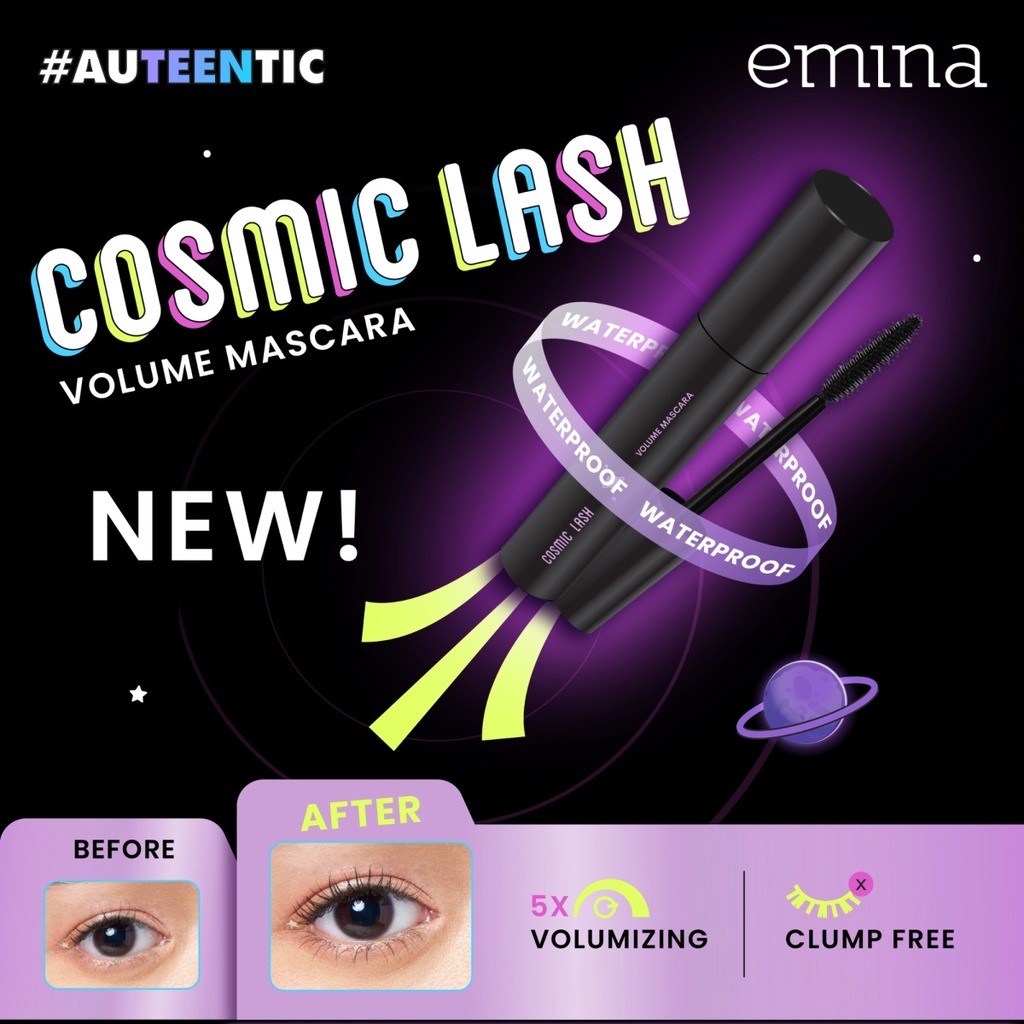★ BB ★ Emina Cosmic Lash Volume Mascara 6gr - Mascara tahan hingga 12 jam - Waterproof - Smudgeproof - Anti Gumpal - 5x Volume Booster - Mudah Dibersihkan