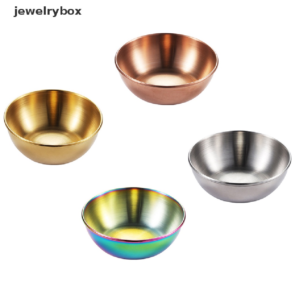 [jewelrybox] Piring Kecap Stainless Steel Bulat Piring Kecil Golden Sauce Seasoning Dish Butik