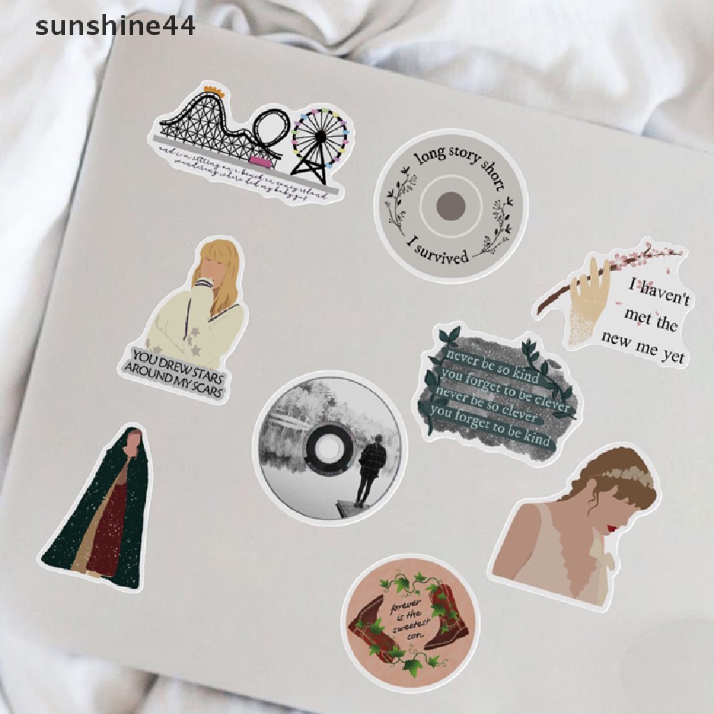 Sunshine 50PCS Campur Alison Swift Taylor Folk Song Stiker Laptop Gitar Skateboard Tahan Air Album Folklore Decal Sticker Pack Mainan Anak ID