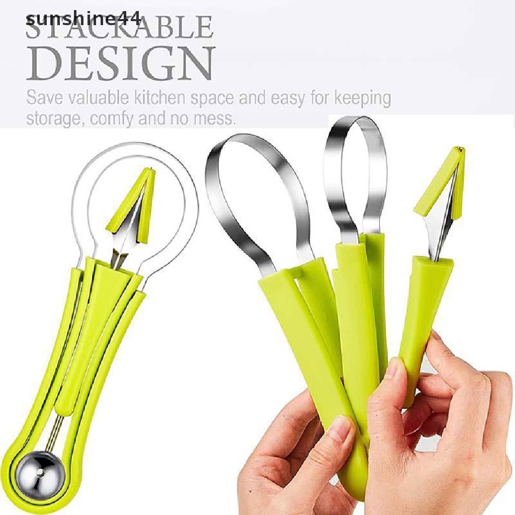 Sunshine Sendok 3in1 Melon Baller Scoop Stainless Steel Pumpkin Cutter Alat Ukir Buah Set ID