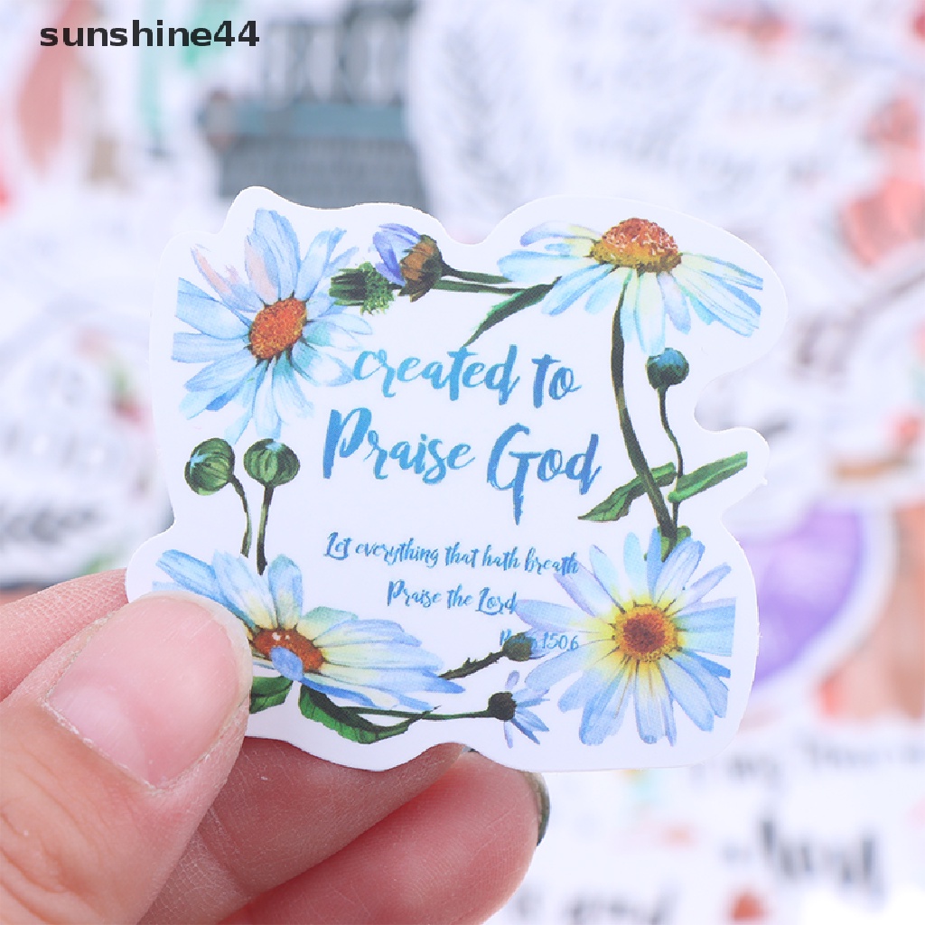 Sunshine 52pcs Ungkapan Yesus Kristen Kata Kata Agama Stiker Bible Sticker Decal ID