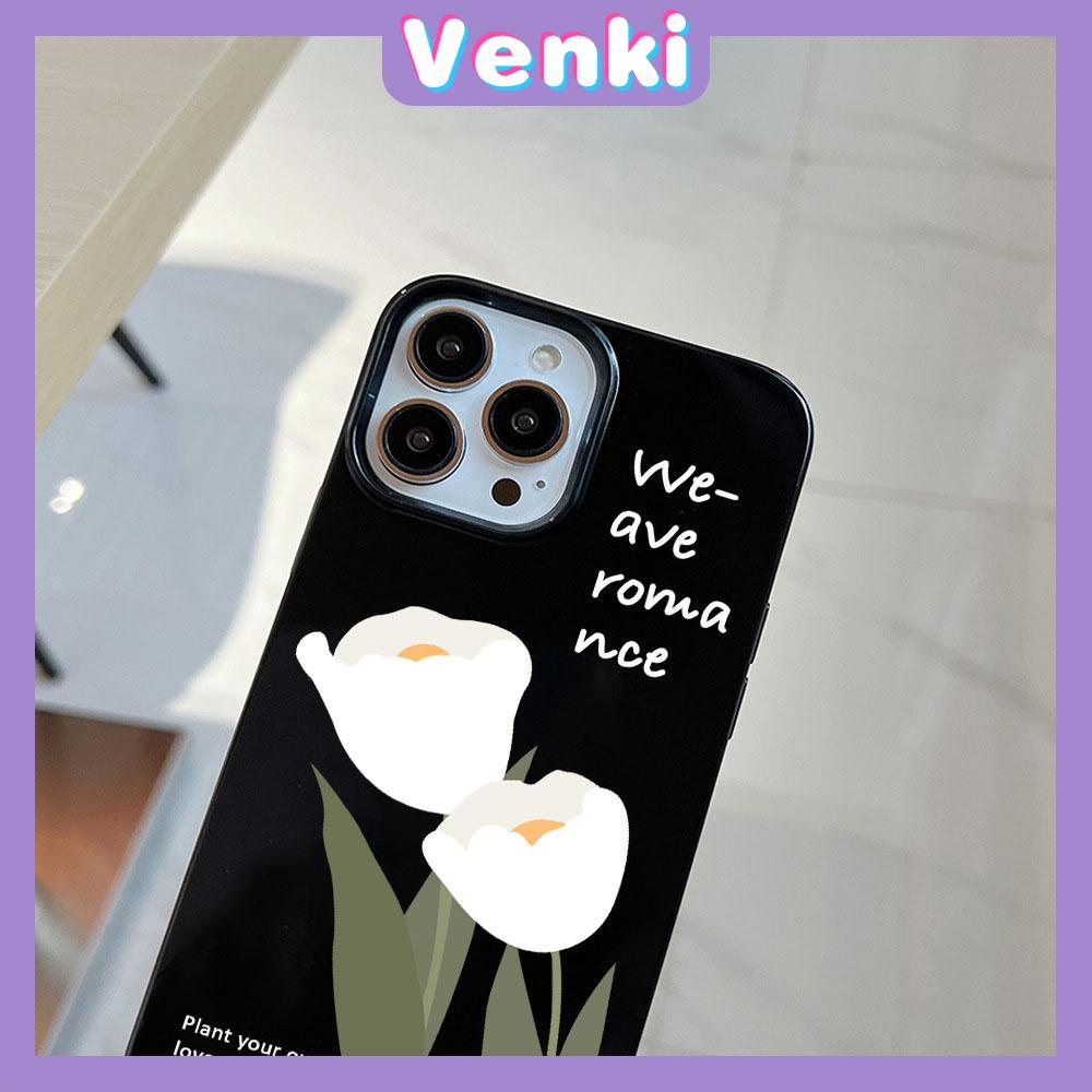 Case for iPhone 11 Soft TPU Glossy Black Candy Case Elegant Flowers Camera Protection Shockproof For iPhone 14 13 12 11 Pro Max 7 8 Plus X XR