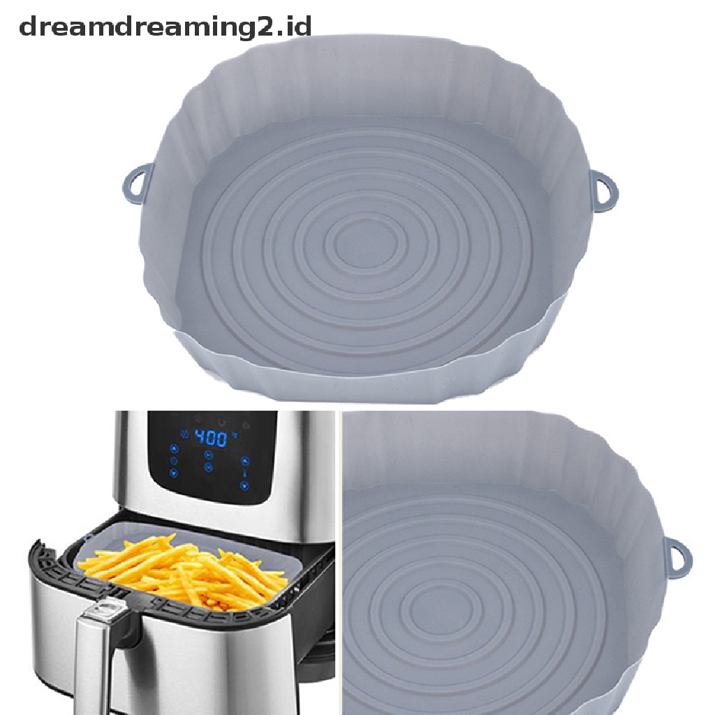 (hot) 18cm Air Fryer Silicone Pot Air Fryer Basket Liner Anti Lengket Oven Baking Tray//