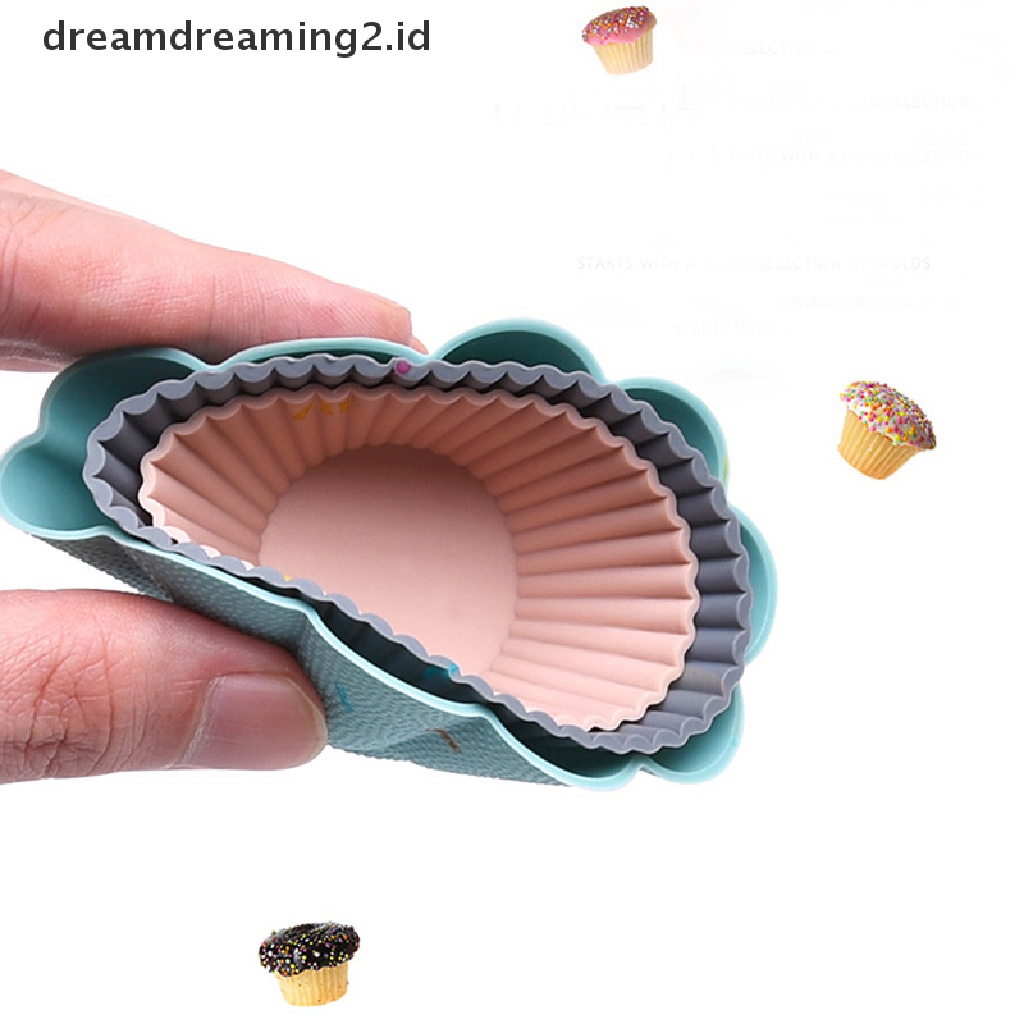 (hot) 6pcs/set Cetakan Silikon Kue Muffin Cupcake Baking DIY Cake Tools Dishes Cup//
