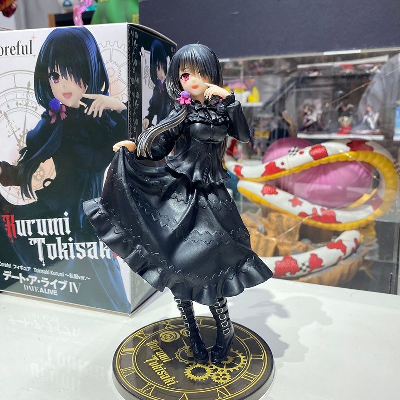 20cm DATE ALIVE IV Anime Figure Kawaii Tokisaki Kurumi Action Figure Gaun Hitam Model Koleksi Gadis Cantik Mainan Boneka