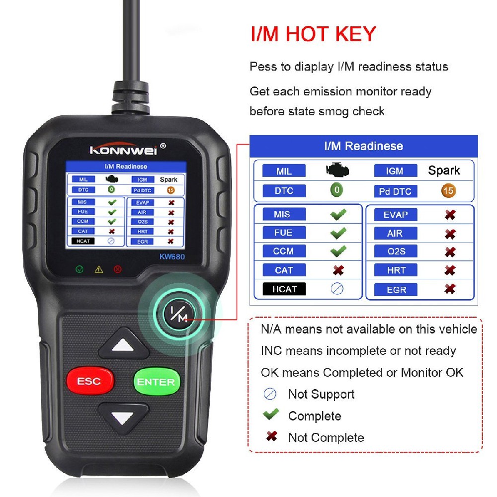 257 KONNWEI KW680 OBD2 EOBD Car Diagnosis Tool Automotive Scanner