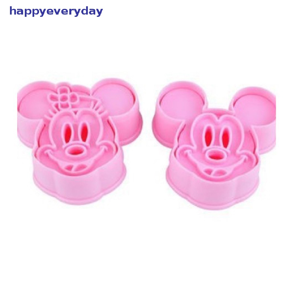 [happy] 2pcs/set Alat Pemotong Kue Kering Lovely Kitty Cats Plastik Food Grade [ID]