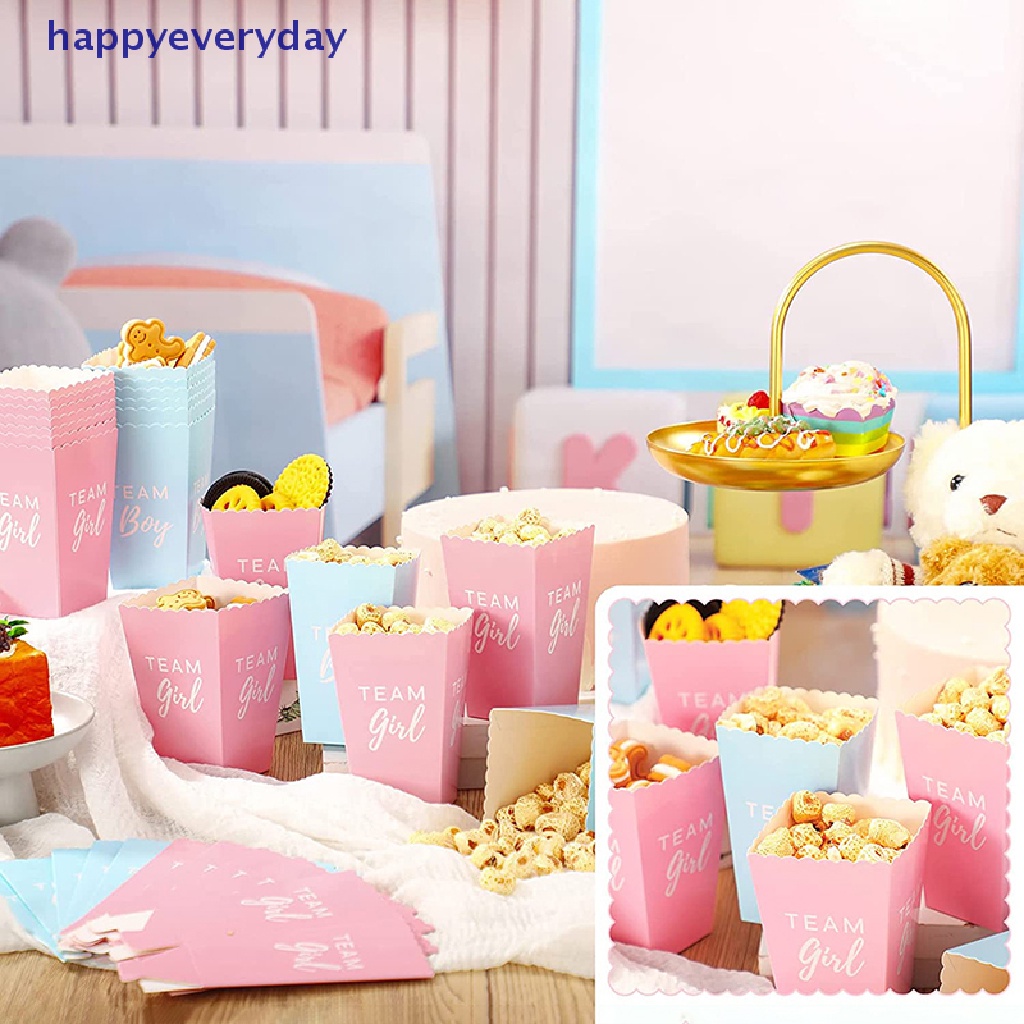 [happy] 10pcs Kotak Popcorn Gender Reveal Party Seks Bayi Mengungkapkan Party Candy Box [ID]