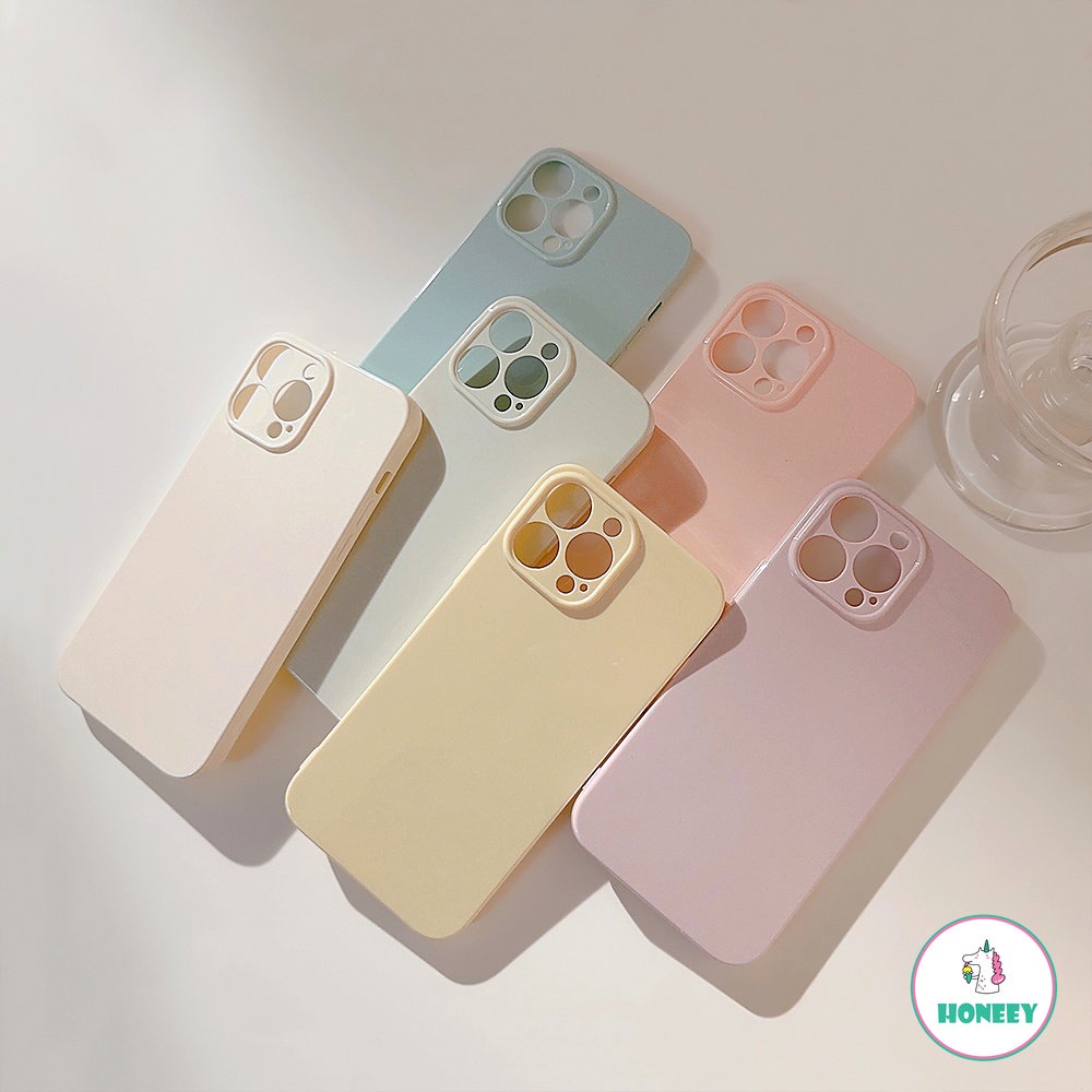 Simple Warna Solid Kompatibel Untuk iPhone 14 Pro Case Untuk Apple13 11 12 Pro Max Glossy Lembut Shockproof Macaron Cover Pelindung