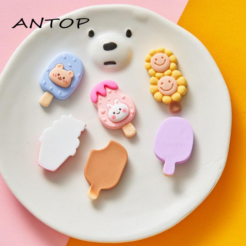 【antop】Diy Perhiasan Resin Aksesoris Kulkas Cream Lem Ponsel Case Patch Aksesori Jepit Rambut Es Krim Kartun