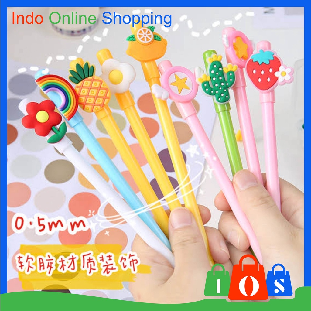 

Pena Gel Karakter Lucu Pen Cute Student Japanese Pulpen Karakter Buah Import COD σ 839