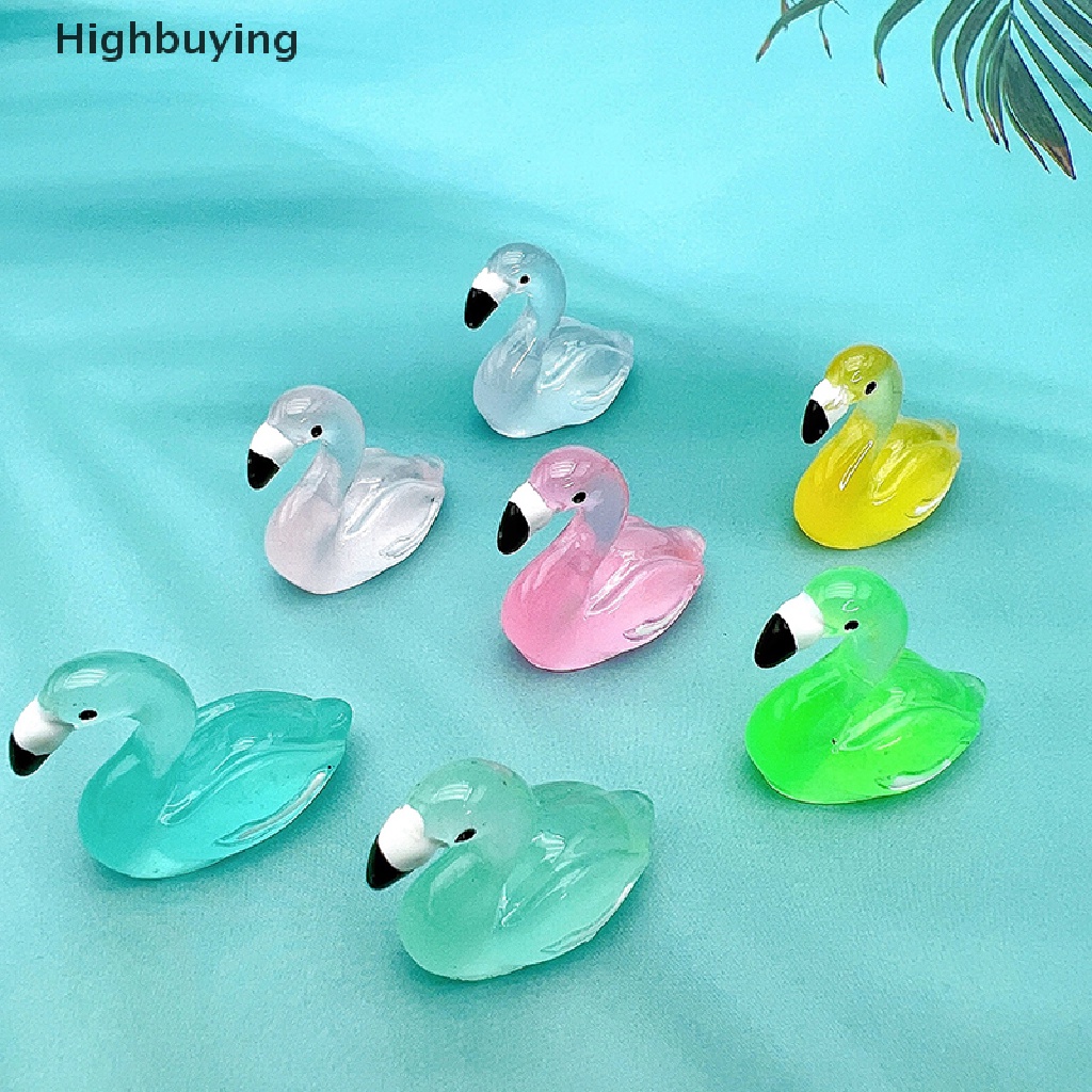 Hbid 2PC Luminous Mini Kartun Resin Swan Mainan Dekorasi Taman Rumah Resin Aksesoris Untuk Bahan Crafg Perhiasan Ch Glory