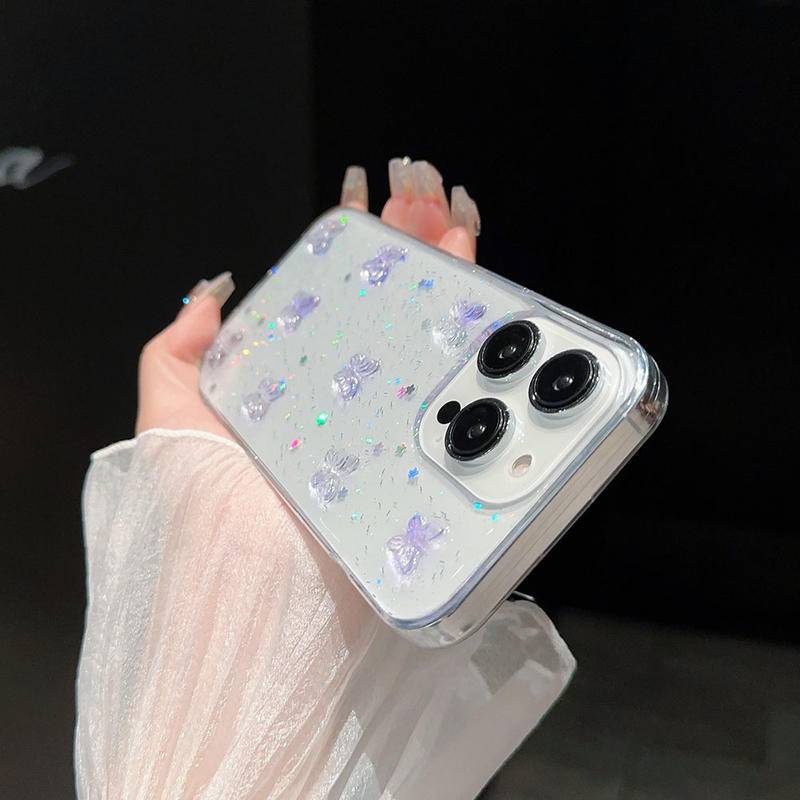 Soft Case Bening Kupu-Kupu Bintang Glitter Untuk Iphone14 13 12 11 Pro MAX Plus Sarung Mini Untuk iPhone X XS MAX XR 7 8 Plus SE 2022 2020 14Plus 13Mini 12Mini