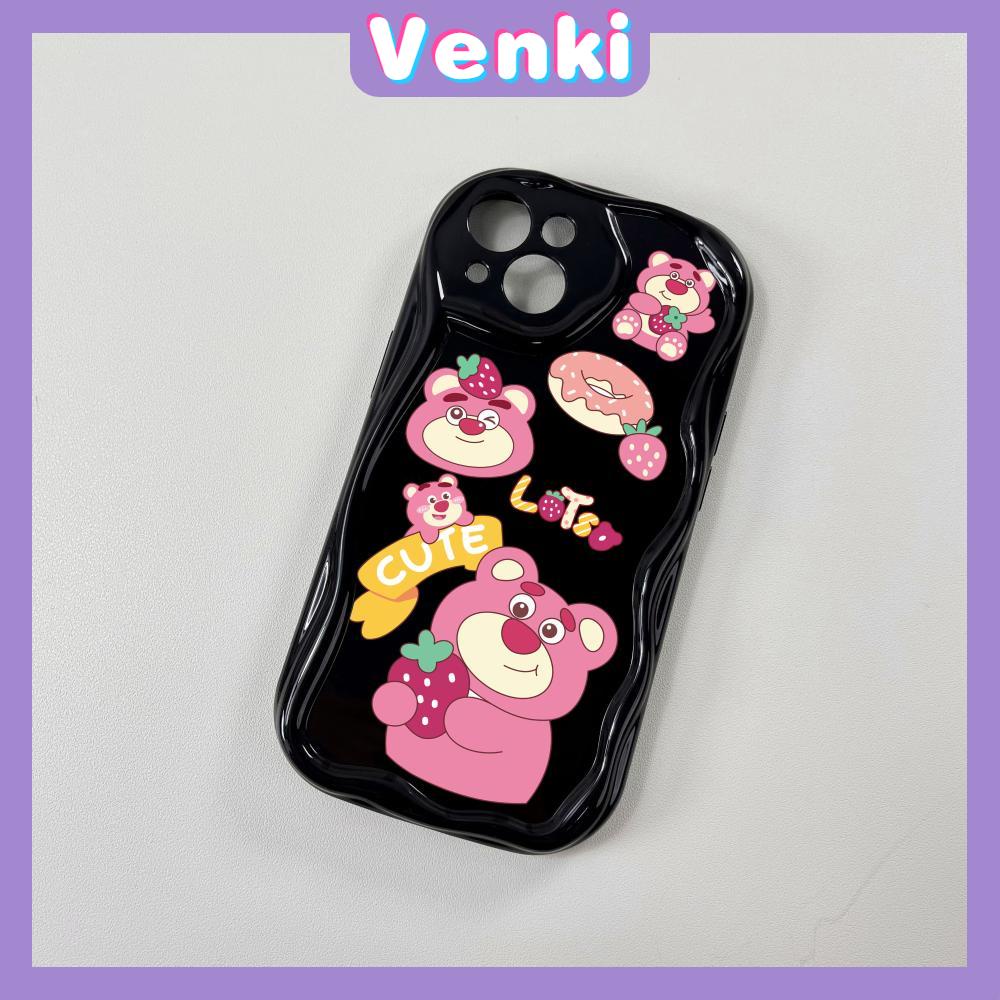 Case for iPhone 11 Pro Max TPU Soft Glossy Curved Wave Case Cute Cartoon Bear Camera Protection Shockproof For iPhone 14 13 12 11 Plus Pro Max 7 Plus X XR