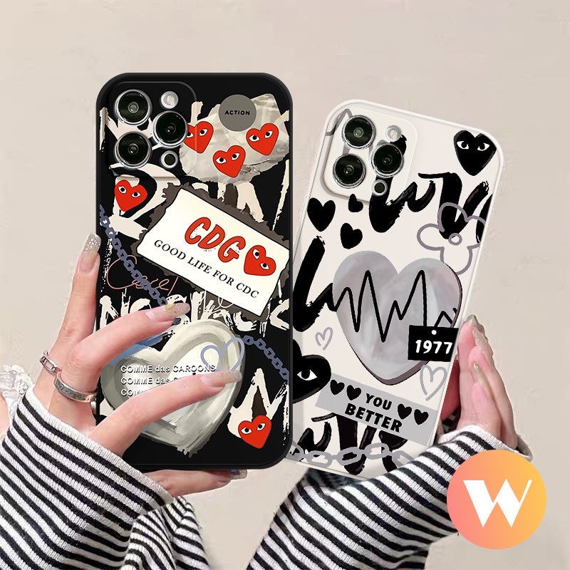 Comme des Garcons Love Heart Casing Infinix Smart 5 4 6 Plus Hot 9 10 12 11 Play Hot 20 9 11 12i 8 11 11s 10t 10Lite 12 20s 10s Note 12 G96 8 12pro 12 2023 Straight Edge Soft Case