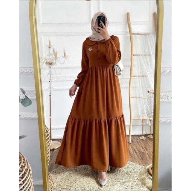RUBI CATELINE DRESS AIRFLOW CRINGKEL READY BAHAN CRINGKEL POLOS