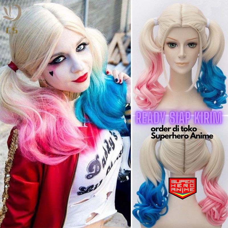 Wig Wanita Harley Quinn Dewasa Anak Rambut Sintetis Import Premium Karnaval Halloween
