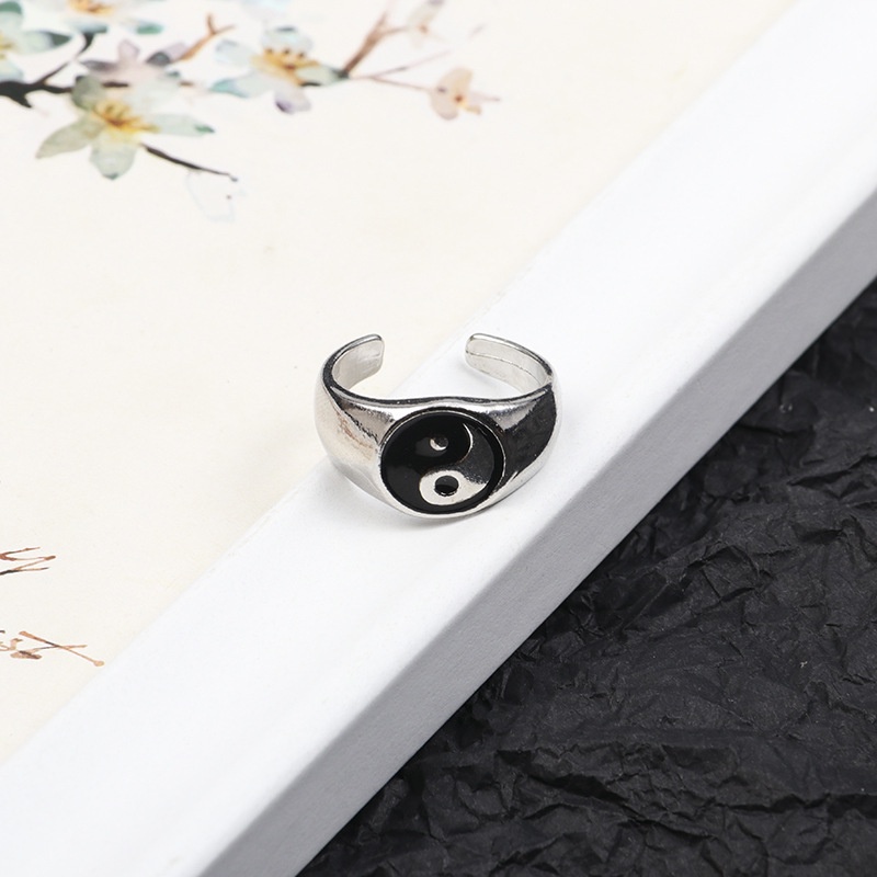 Cincin Gosip Retro Yin Yang Gaya Etnik Anti Karat Cincin Aksesoris Fashion Unik