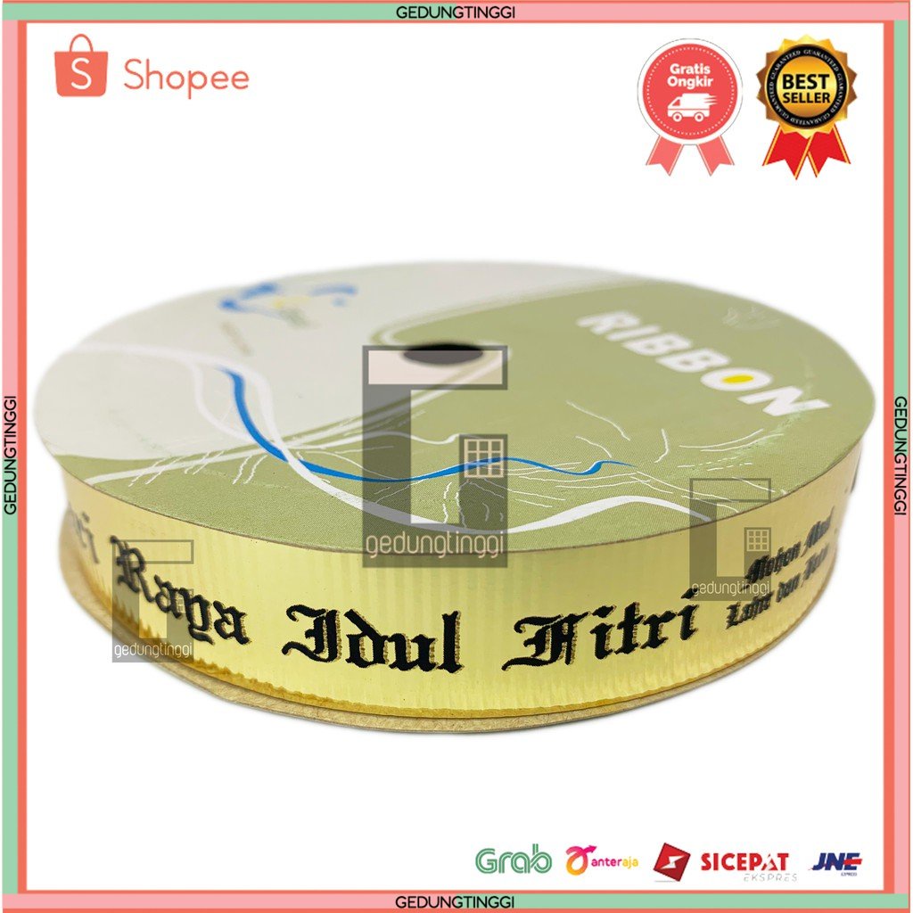 Pita Ribbon Parcel Parsel Hampers Hamper Kado Hadiah Satin Jepang Serut Tarik Hang Tag Tas Toples Snack Kue Kartu Angpao Angpau Amplop Label Tulisan Selamat Hari Lebaran Idul Fitri Ramadhan Ramadan Kareem Gift Box Besar Gold Hijau Jadi 1 Roll Murah 2023