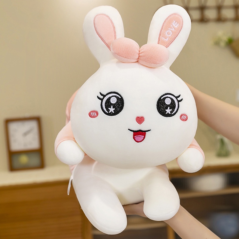 Boneka Mainan Mewah Kelinci Lucu Baru Boneka Kain Tidur Strip Lempar Bantal Sebagai Hadiah Kecil Untuk Perempuan