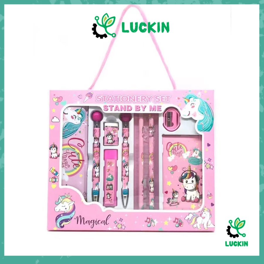 

Luckin Paket alat tulis 10 in1 / Alat tulis set karakter / Stationery set Lucu Hadiah / Study set fancy