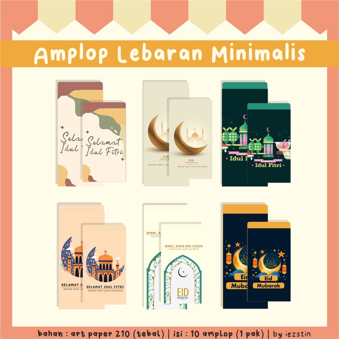 

Amplop Lebaran Minimalis Isi 10 Amplop / Kartu Lebaran / Angpao - Colorful, Besar
