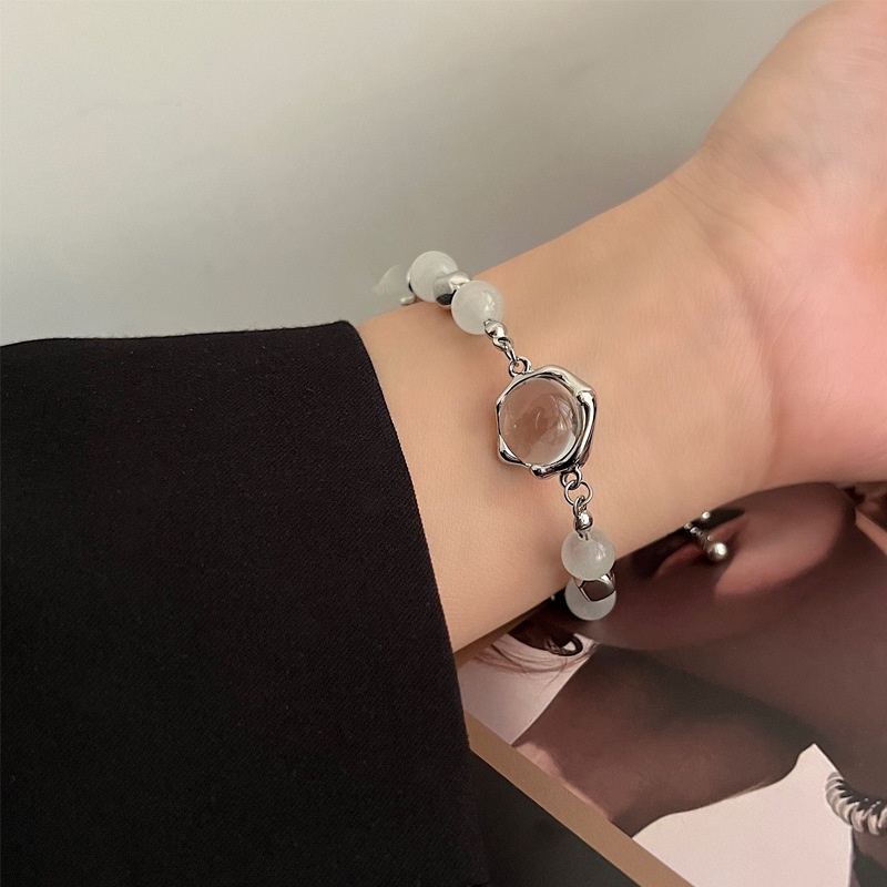 Ifyou Gelang Manik-Manik Moonstone Silver Bohemian Adjustable Bracelets Untuk Perhiasan Aksesoris Wanita