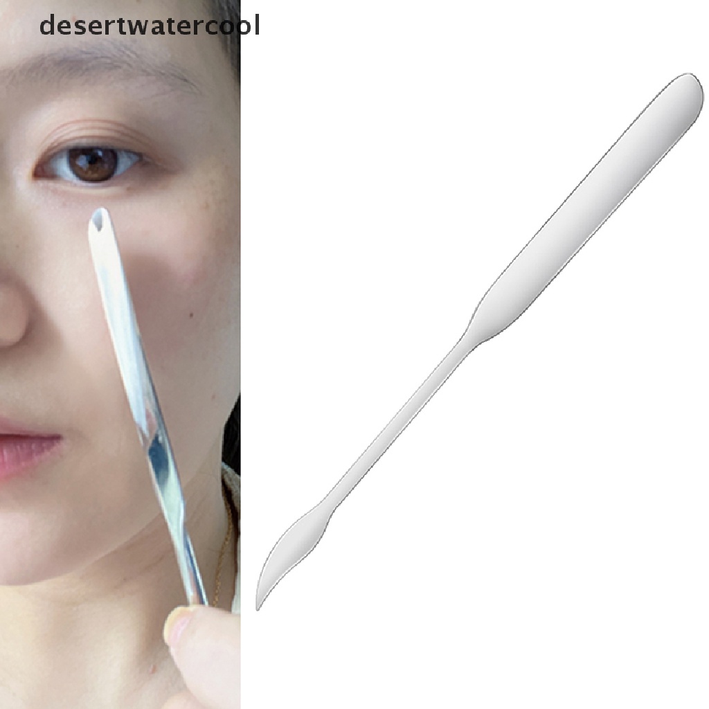 Deid 1PC Kepala Ganda Alat Spatula Pencampur Makeup Kosmetik Bahan Stainless Steel Untuk Palet Martijn