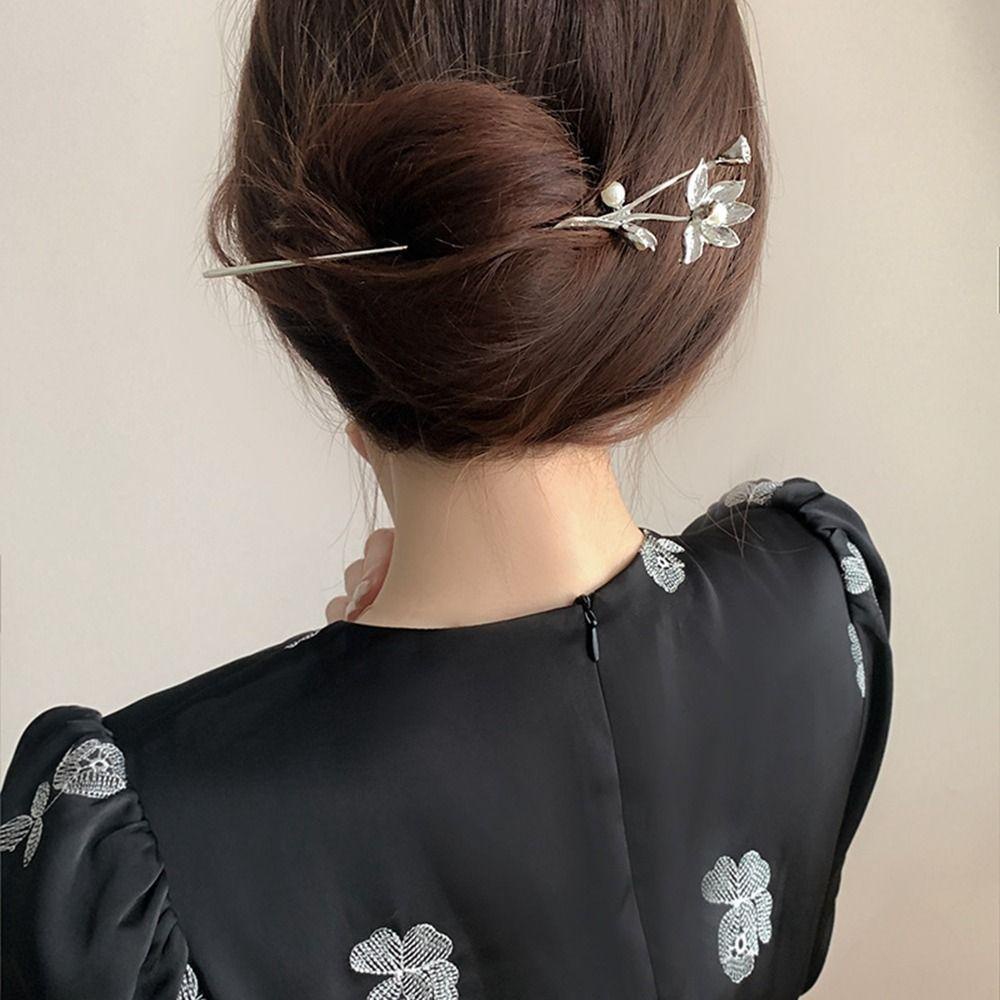 Needway Hanfu Rambut Lidi Antik Klasik Mutiara Bunga Cheongsam Lotus Gaya Cina Hiasan Kepala