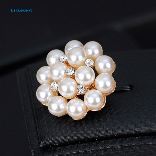 Lilyscent Bunga Berlian Imitasi Mutiara Imitasi Bros Pin DIY Bridal Wedding Bouquet Decor