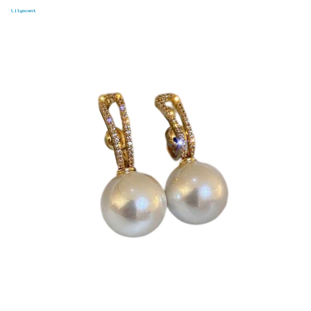 Lilyscent 1pasang Ultra-Ringan Wanita Anting Perhiasan Aksesori Imitasi Imitasi Pearl Stud Earrings Tahan Aus