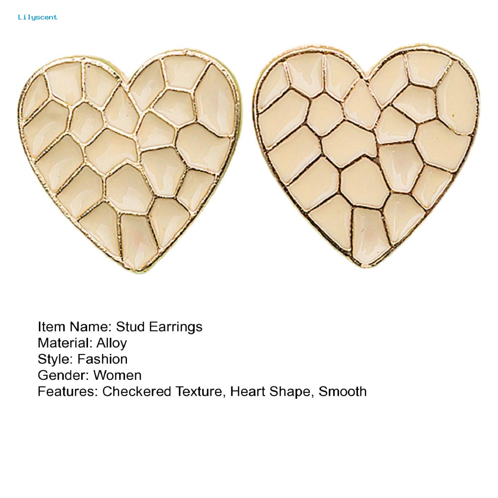 Lilyscent 1pasang Giwang Telinga Sentuh Kulit Aksesoris Fashion Enamel Bentuk Hati Stud Earrings Halus