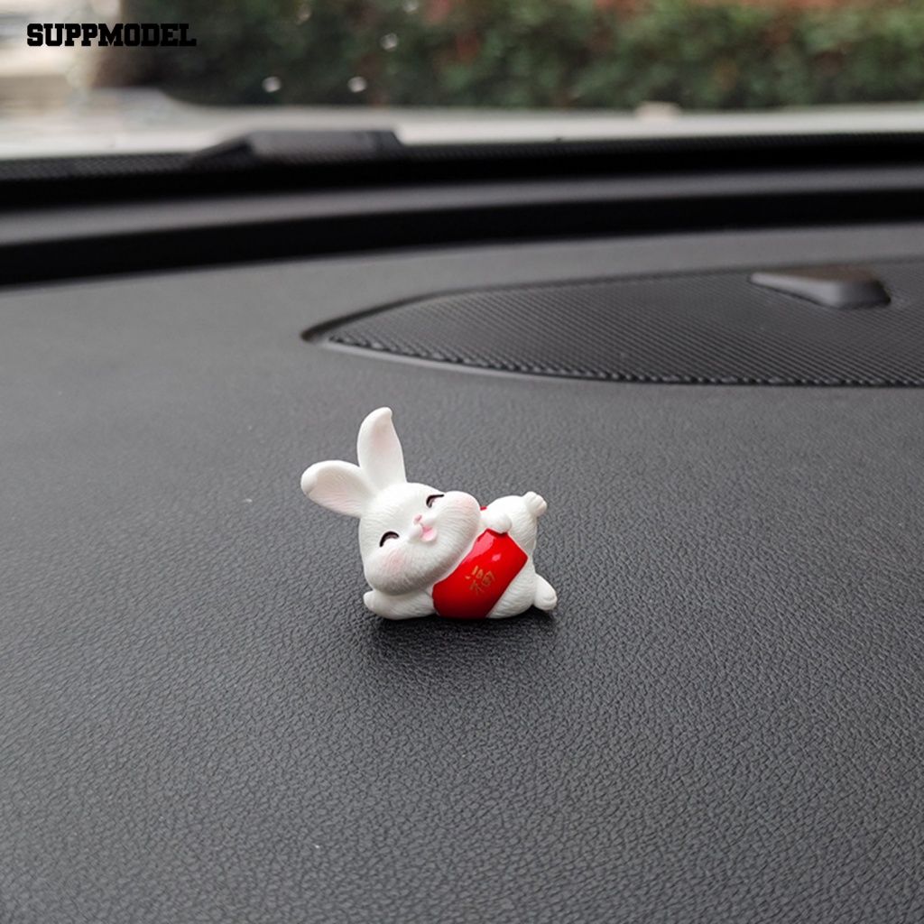 Suppmodel Elemen Berkah Rabbit Ornament Aksesoris Interior Mobil Interior Patung Kelinci Keberuntungan Dekorasi Permukaan Halus